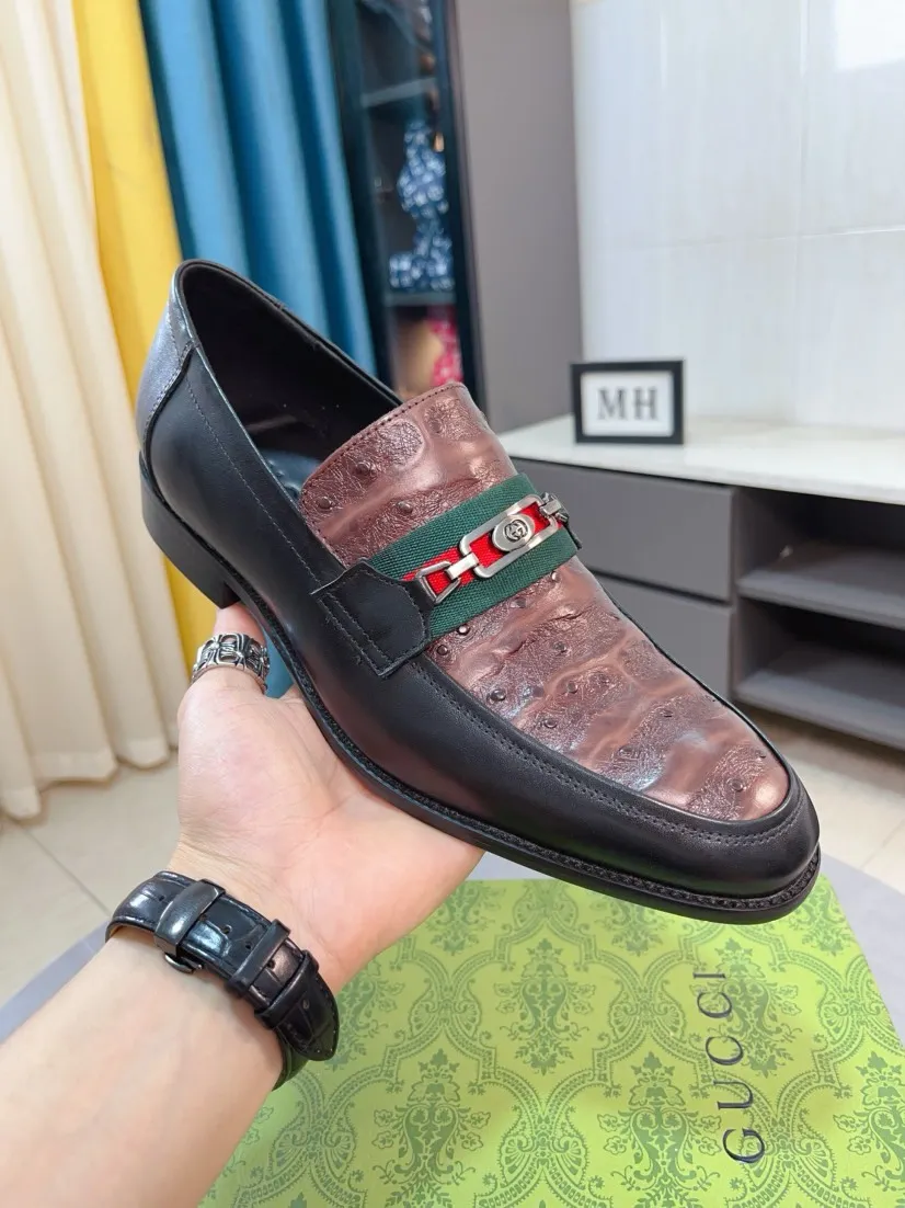 Men's shoes 💰500🌹🌹[GUCCI Gucci] A new style of formal men's leather shoes is coming ~ The original quality upper is made of Italian cowhide➕The leather is soft and delicate, comfortable and soft. The top layer of genuine leather, rubber wear-resistant outsole, the shoe shape is dignified and domineering, and the luxury charm is not concealed! The natural and free nouveau riche leads the trend. Code number: 38-44